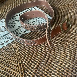 Gap Brown Leather cowhide Belt with Brass Buckle -M